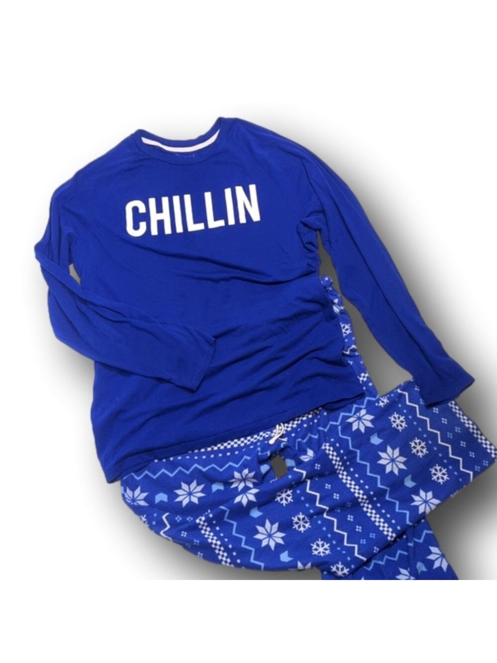 Holiday "Chillin" Christmas Pajamas. Long sleeve tshirt with cozy fleece pants